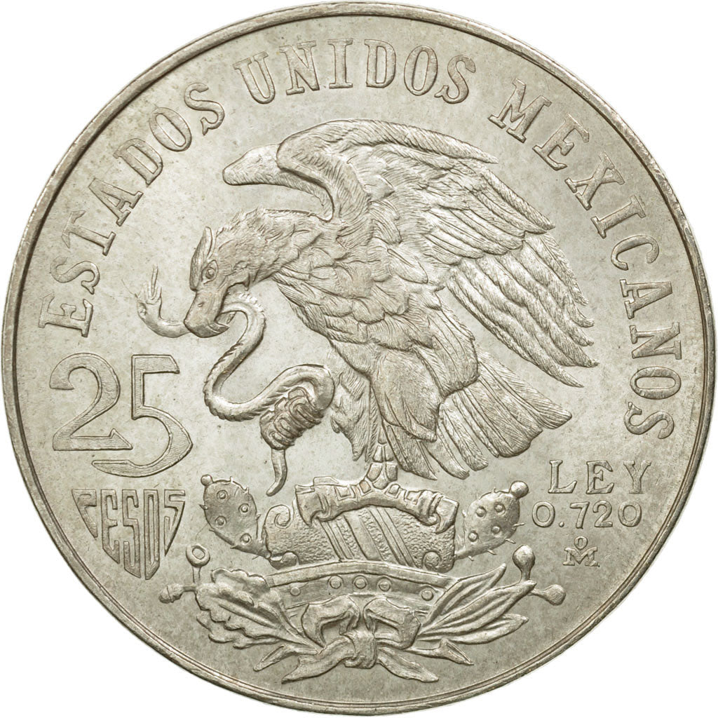 Coin, Mexico, 25 Pesos, 1968, Mexico City, AU(55-58), Silver, KM:479.1