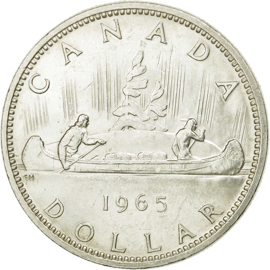 Coin, Canada, Elizabeth II, Dollar, 1965, Ottawa, AU(50-53), KM 64.1