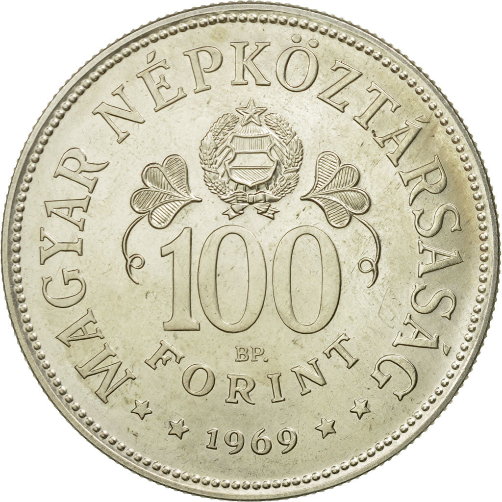 Coin, Hungary, 100 Forint, Szaz, 1969, MS(60-62), Silver, KM:590