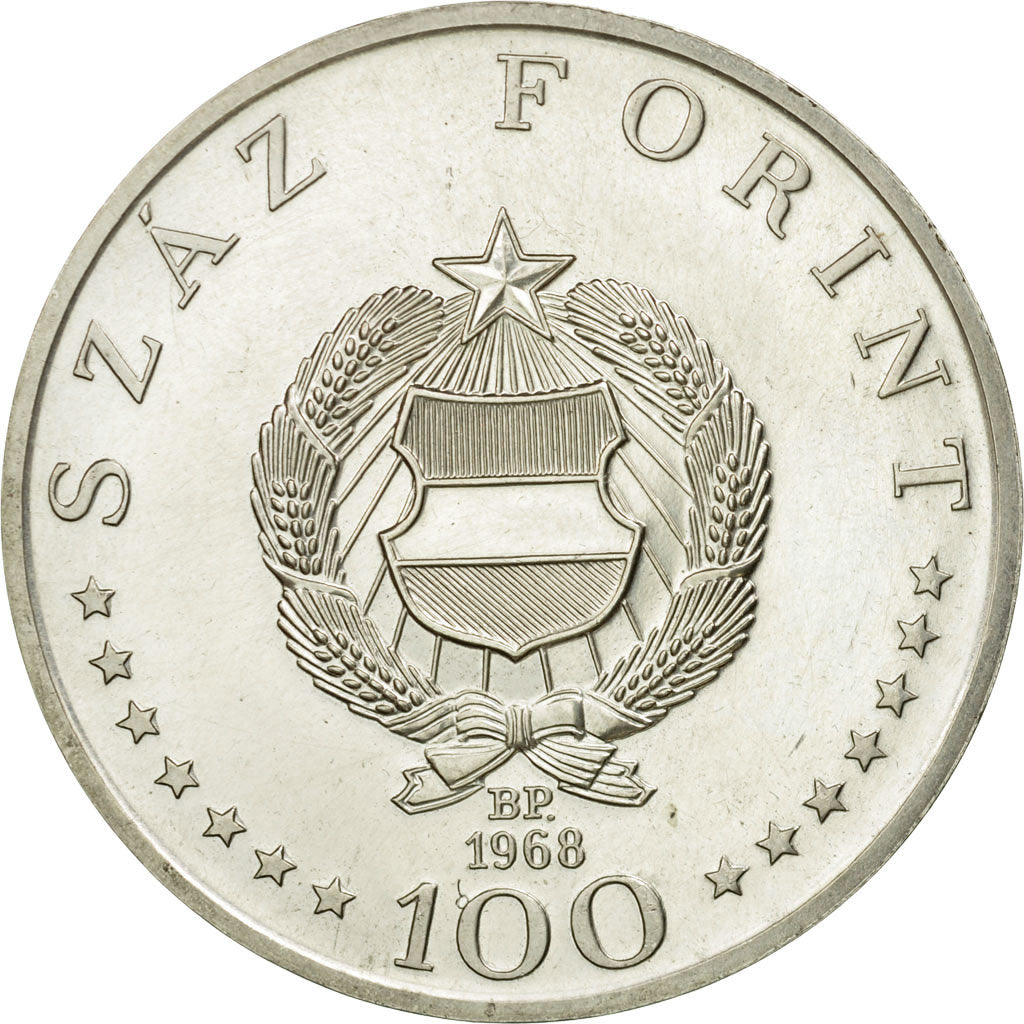 Coin, Hungary, 100 Forint, Szaz, 1968, MS(65-70), Silver, KM:584