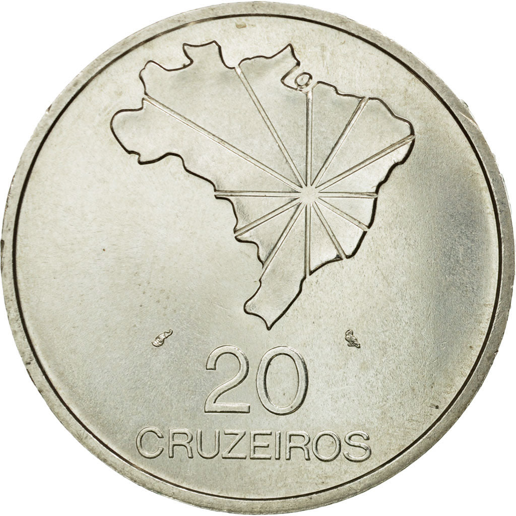 Coin, Brazil, 20 Cruzeiros, 1972, AU(55-58), Silver, KM:583