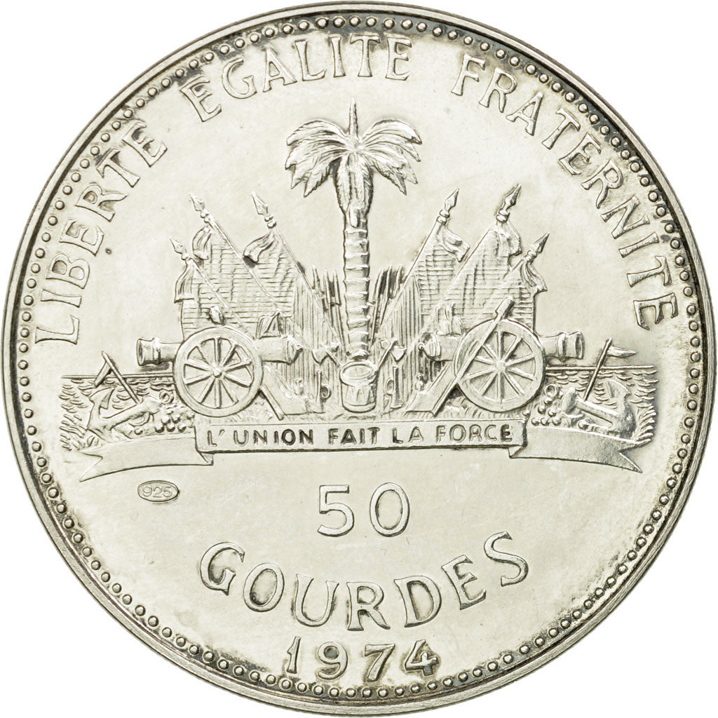 Coin, Haiti, 50 Gourdes, 1974, AU(55-58), Silver, KM:105