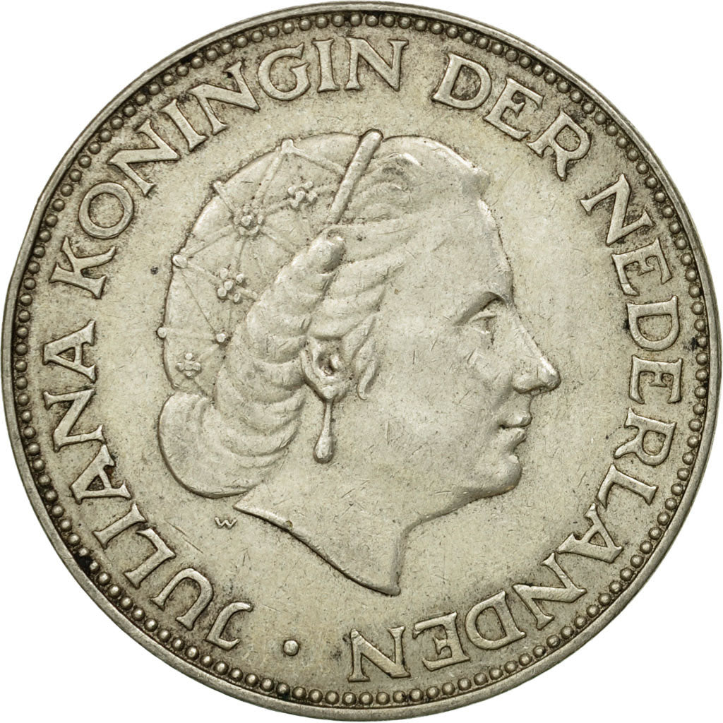 Coin, Netherlands, Juliana, 2-1/2 Gulden, 1959, EF(40-45), Silver, KM:185