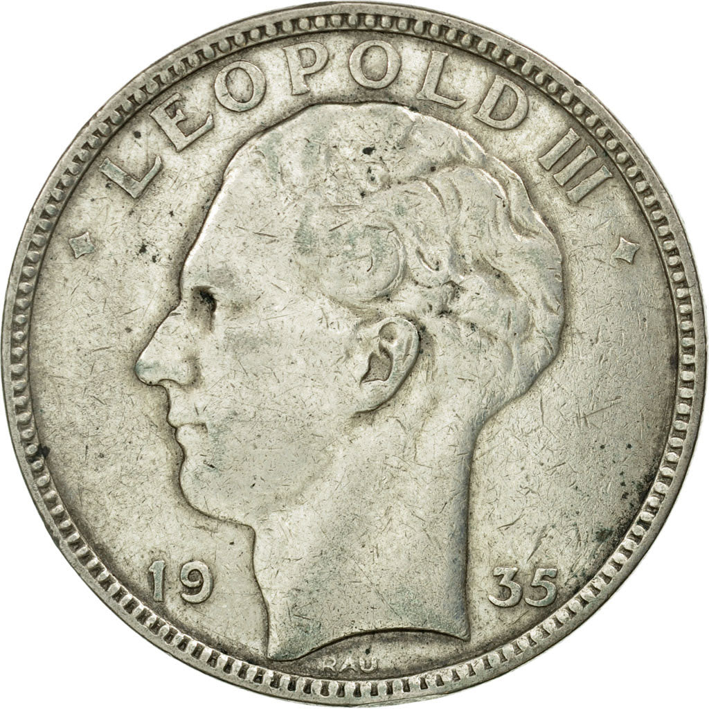 Coin, Belgium, 20 Francs, 20 Frank, 1935, AU(50-53), Silver, KM:105