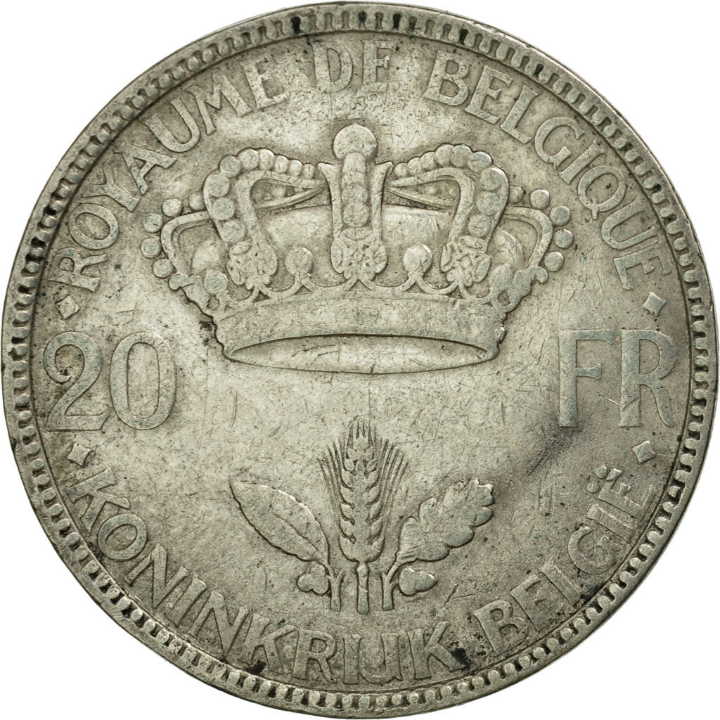 Coin, Belgium, 20 Francs, 20 Frank, 1935, AU(50-53), Silver, KM:105