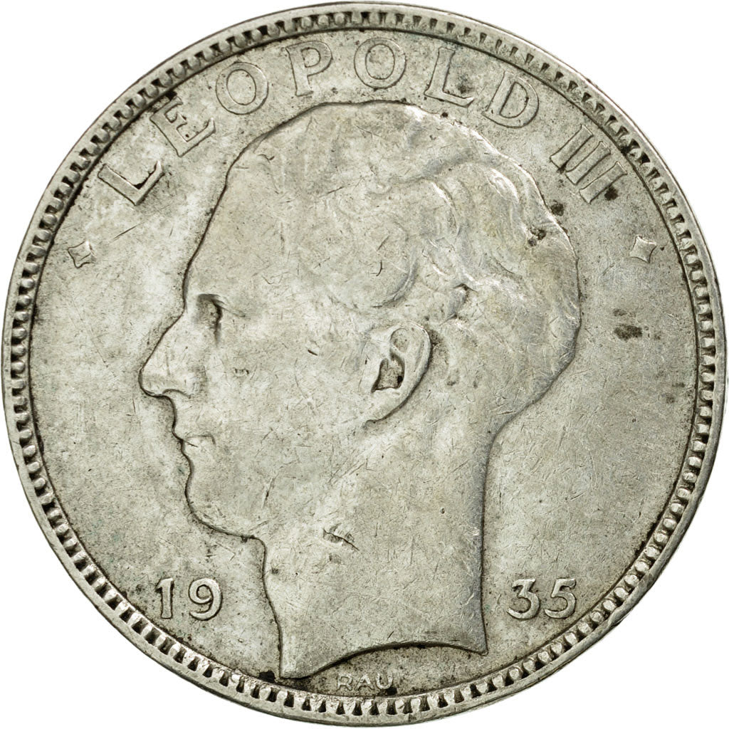 Coin, Belgium, 20 Francs, 20 Frank, 1935, AU(50-53), Silver, KM:105