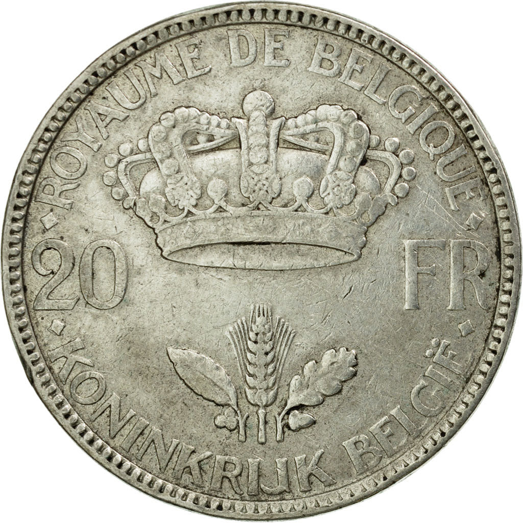 Coin, Belgium, 20 Francs, 20 Frank, 1935, AU(50-53), Silver, KM:105