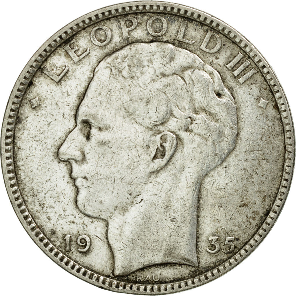 Coin, Belgium, 20 Francs, 20 Frank, 1935, EF(40-45), Silver, KM:105