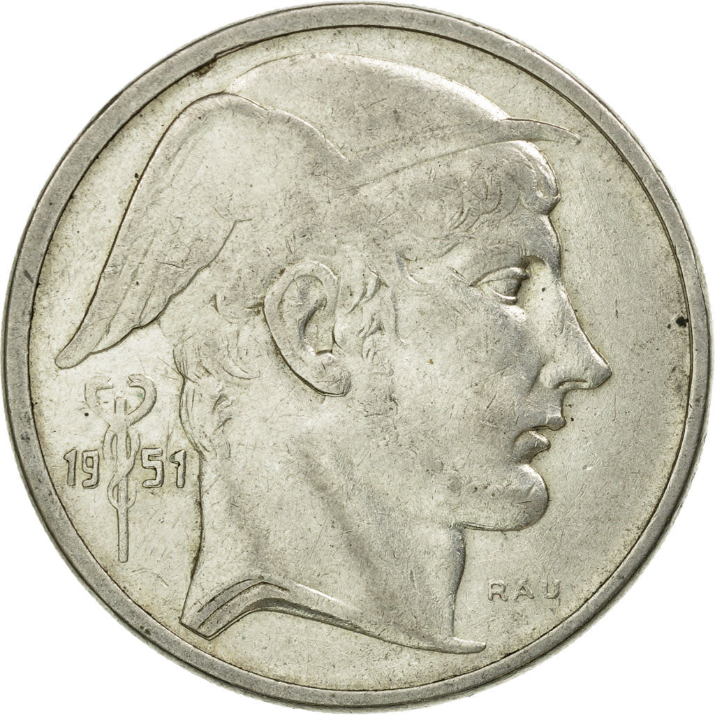 Coin, Belgium, 50 Francs, 50 Frank, 1951, AU(50-53), Silver, KM:136.1