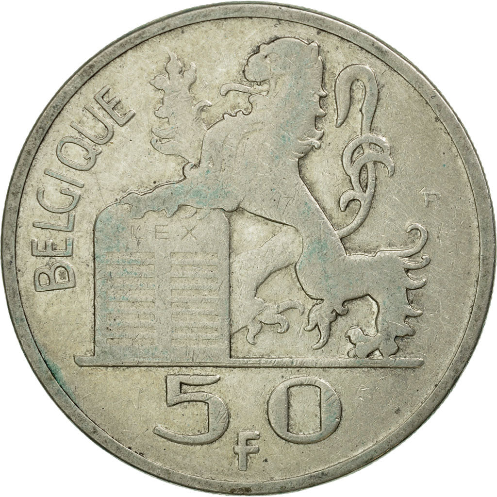 Coin, Belgium, 50 Francs, 50 Frank, 1951, EF(40-45), Silver, KM:137