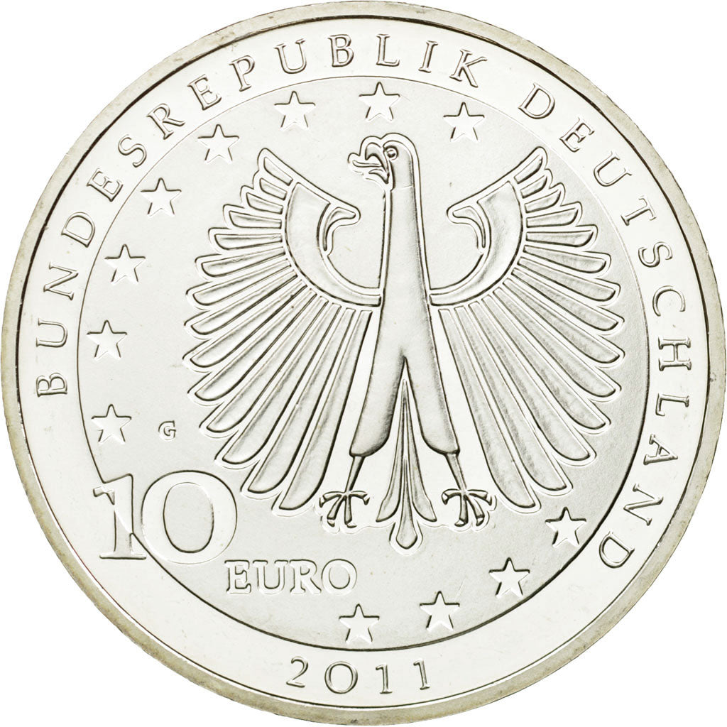 GERMANY - FEDERAL REPUBLIC, 10 Euro, 2011, MS(63), Silver, KM:295