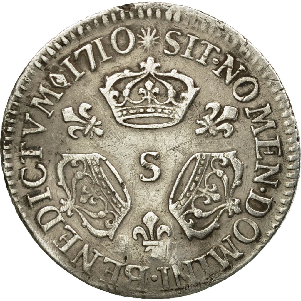 Coin, France, Louis XIV, 1/10 Ecu, 1710, Reims, EF(40-45), Silver, Gadoury:125