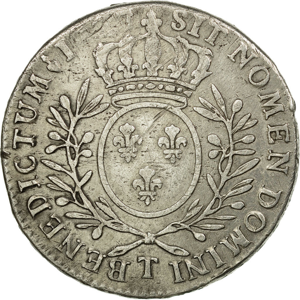 Moneda, Francia, Louis XV, 1/2 Ecu, 1727, Nantes, BC+, Plata, Gadoury:313