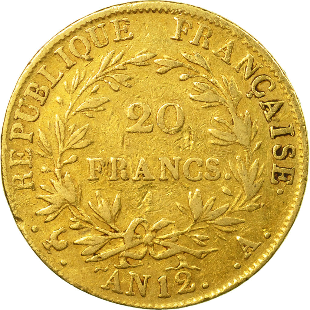 Munten, Frankrijk, Napoléon I, 20 Francs, Jaar 12 (1804), Paris, ZF, Goud,KM 661