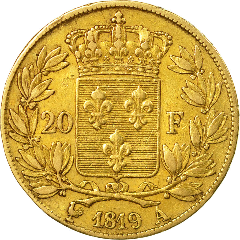 Munten, Frankrijk, Louis XVIII, 20 Francs, 1819, Paris, FR+, Goud, KM 712.1