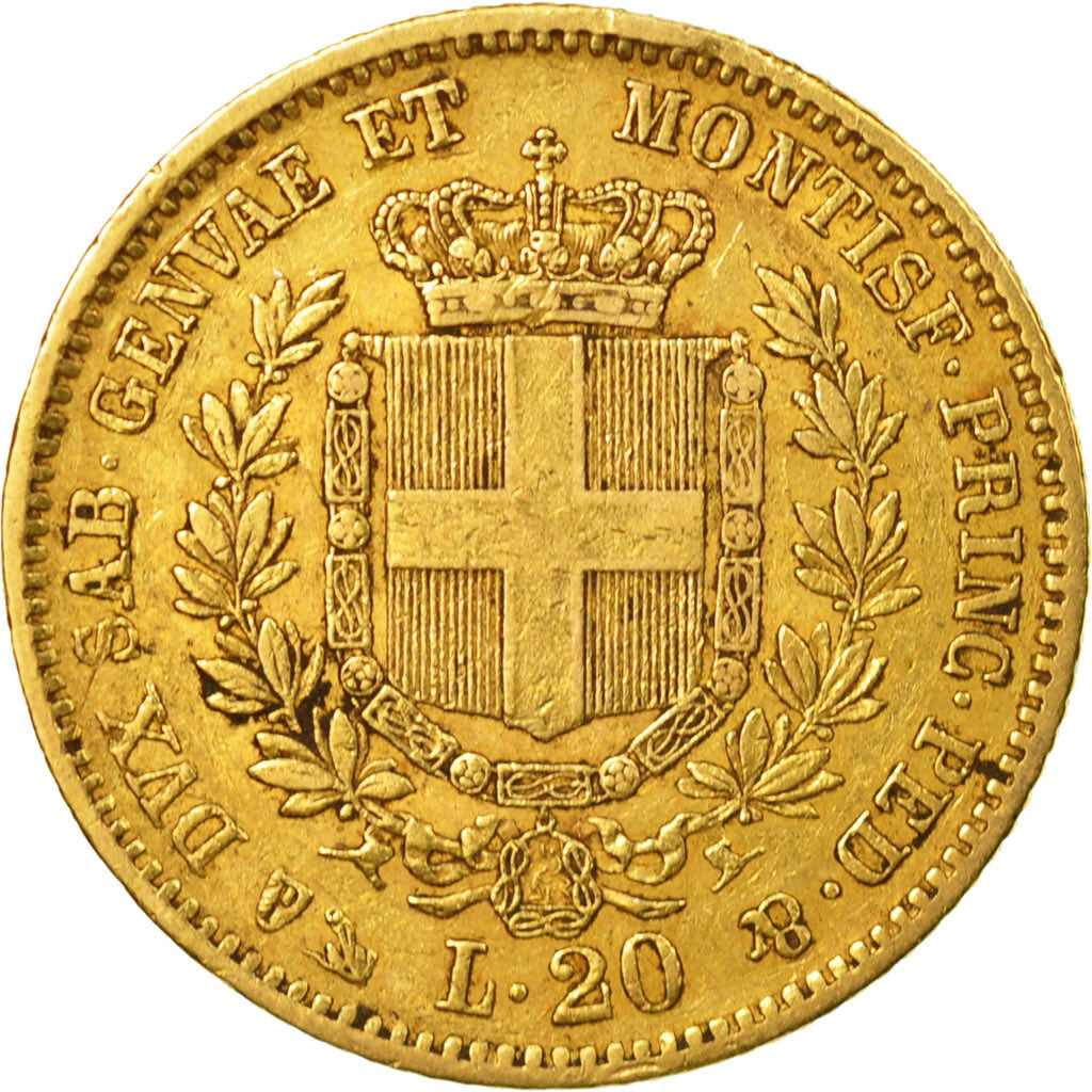 Coin, ITALIAN STATES,Vittorio Emanuele II, 20 Lire,1850,Genoa,EF(40-45),KM 146.2