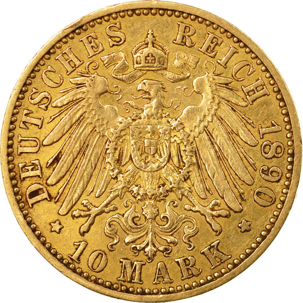 Coin, German States, PRUSSIA, Wilhelm II, 10 Mark, 1890, Berlin,EF(40-45),KM 520