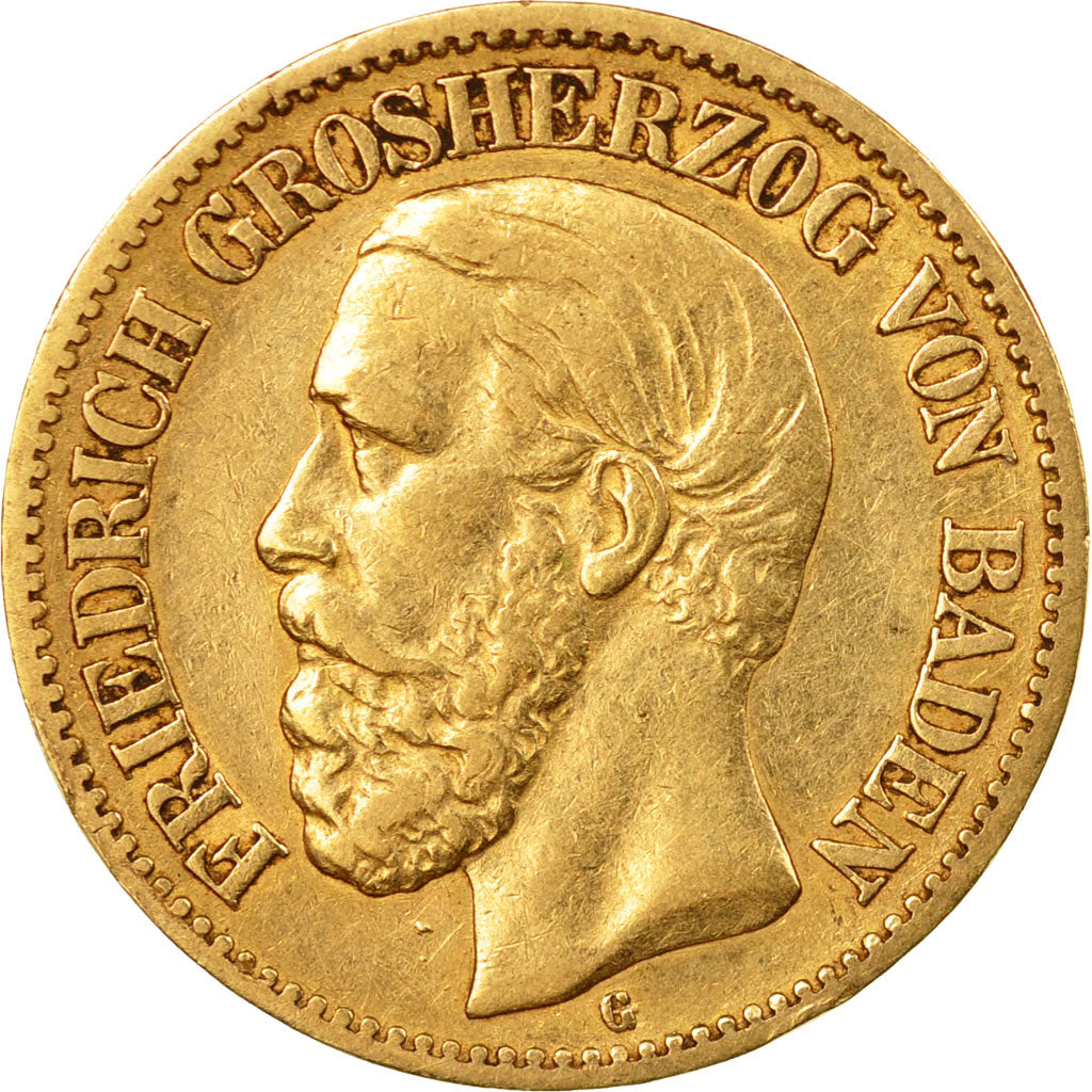 Monnaie, Etats allemands, BADEN, Friedrich I, 10 Mark,1876,Stuttgart,TTB+,KM 260