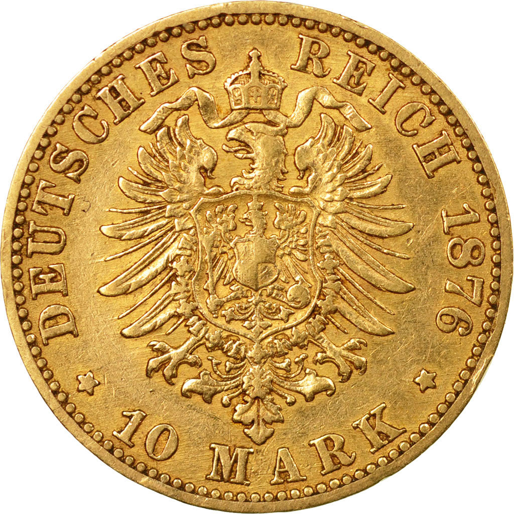 Monnaie, Etats allemands, BADEN, Friedrich I, 10 Mark,1876,Stuttgart,TTB+,KM 260