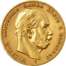 Coin,German States,PRUSSIA,Wilhelm I,10 Mark,1873,Cleves,AU(50-53),Gold,KM 502