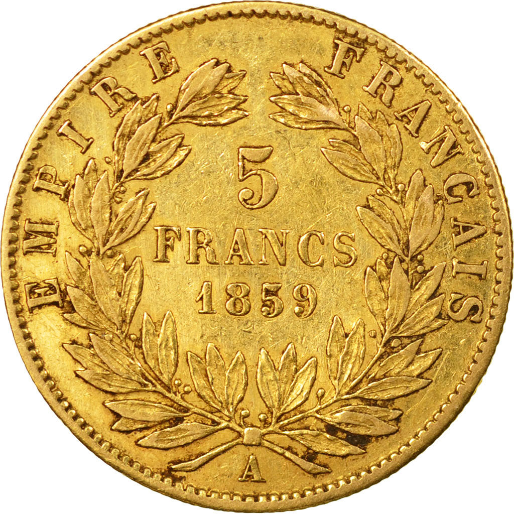 Coin, France, Napoleon III, 5 Francs, 1859, Paris, VF(30-35), Gold, KM 787.1