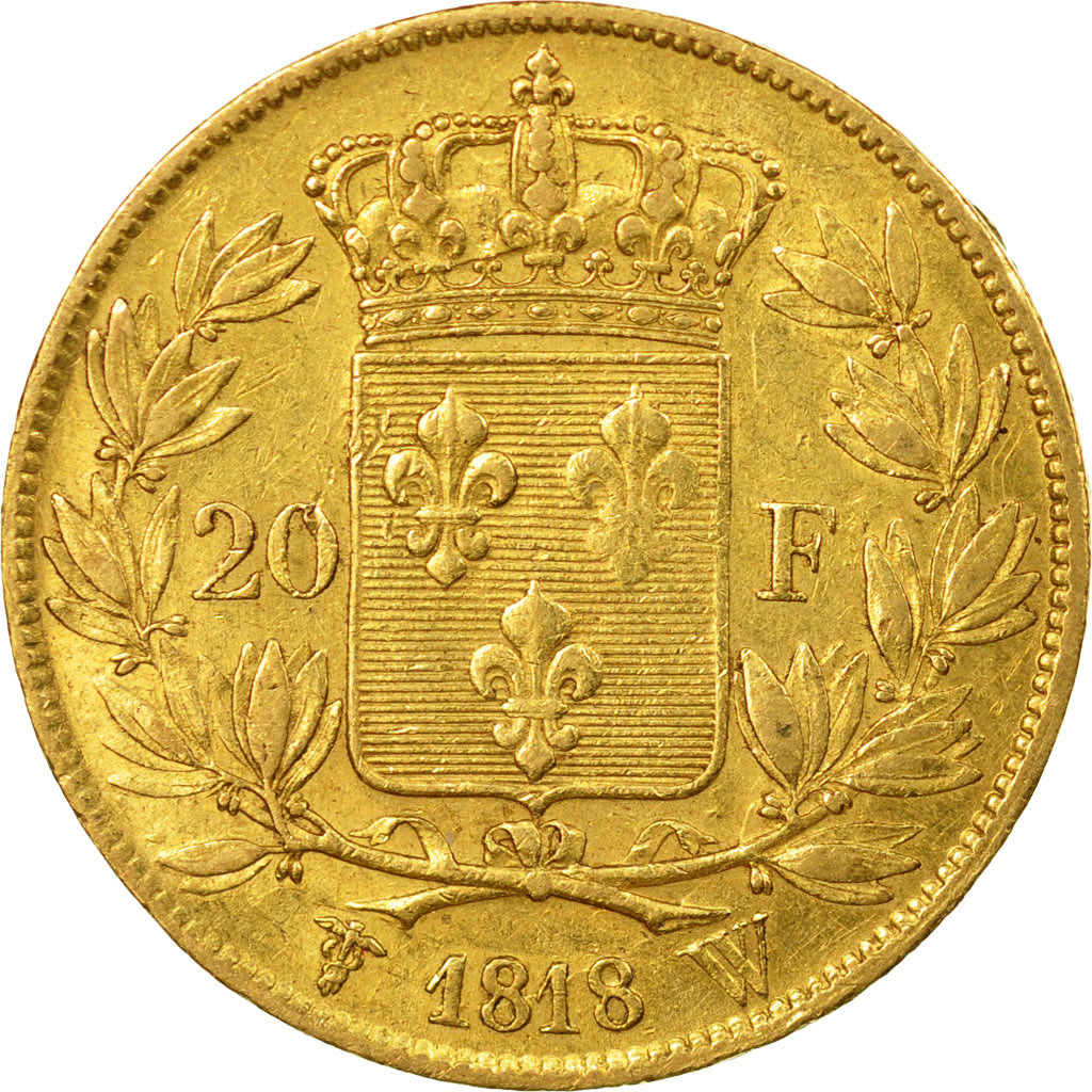 Coin, France, Louis XVIII, 20 Francs, 1818, Lille, EF(40-45), Gold, KM 712.9