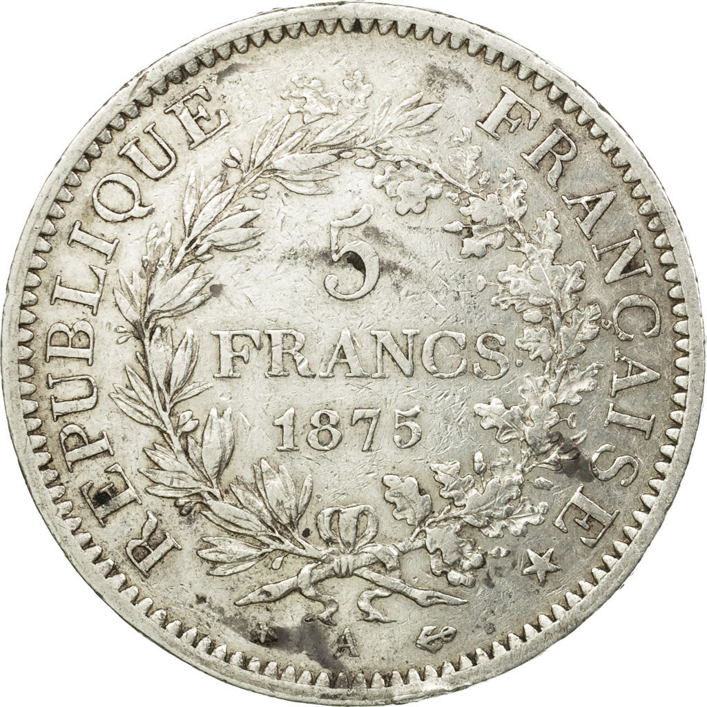 Monnaie, France, Hercule, 5 Francs, 1875, Paris,TTB,Argent,Gadoury:745a,KM 820.1