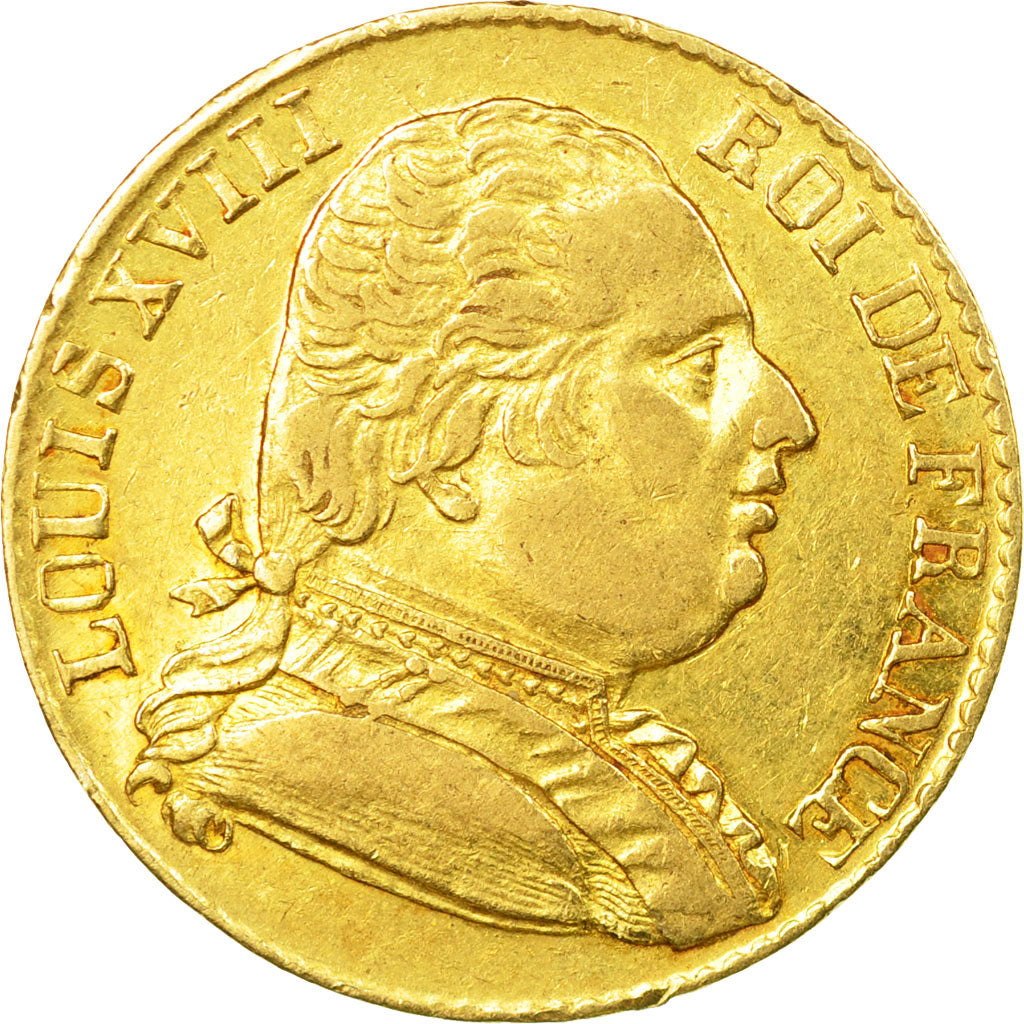 Coin, France, Louis XVIII, 20 Francs, 1815, London, AU(50-53), Gold, KM 706.7