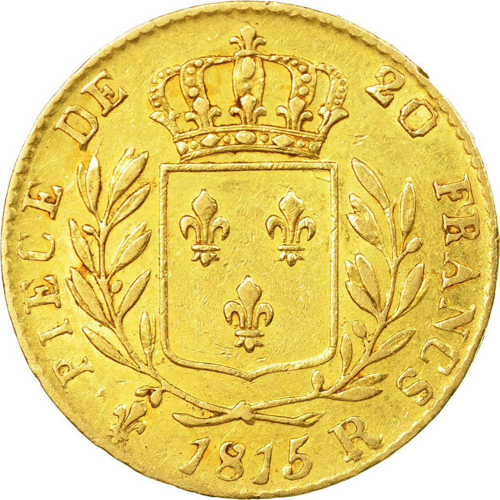 Coin, France, Louis XVIII, 20 Francs, 1815, London, AU(50-53), Gold, KM 706.7