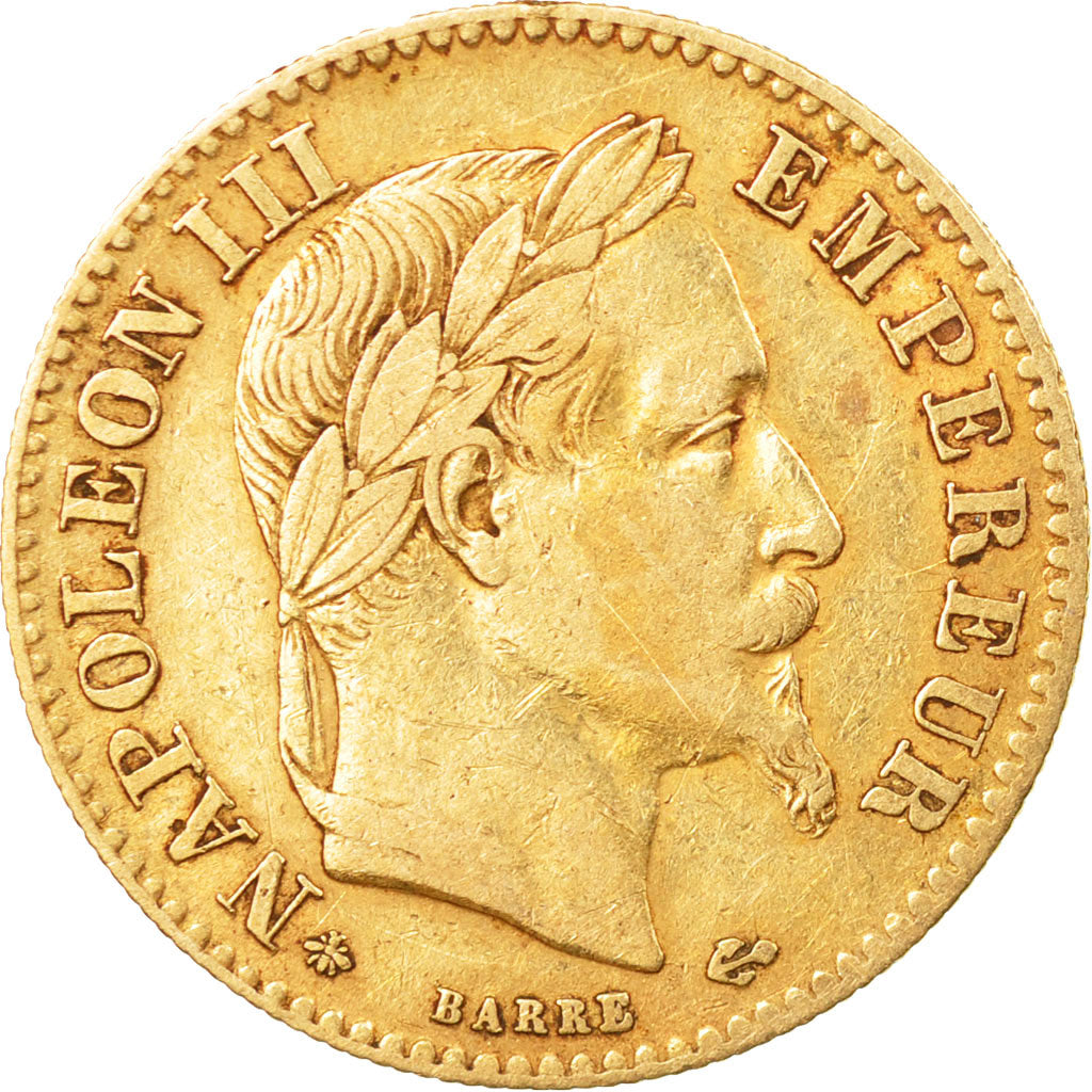 Moneda, Francia, Napoleon III, 10 Francs, 1862, Paris, BC+, Oro, KM 800.1