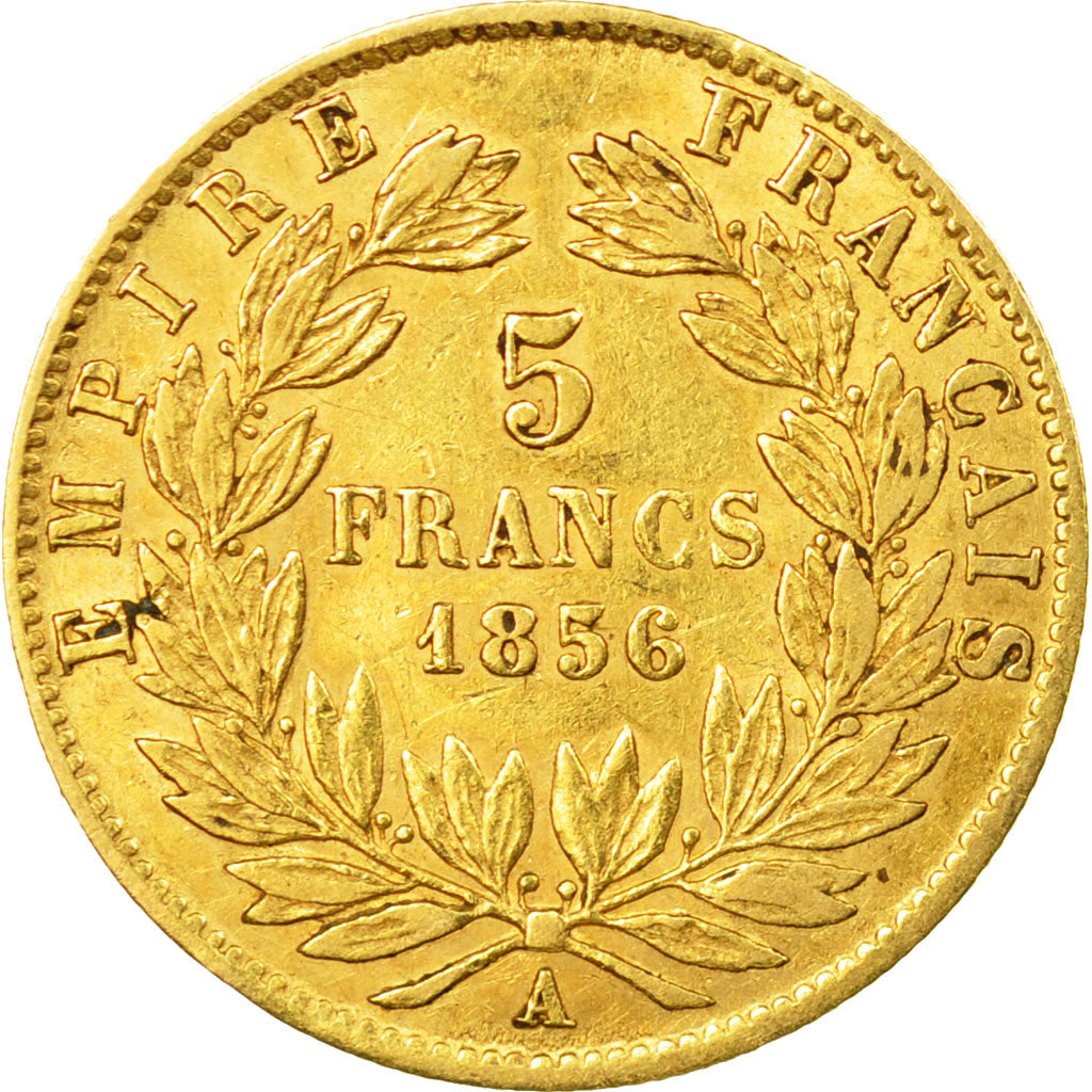 Munten, Frankrijk, Napoleon III, 5 Francs, 1856, Paris, FR+, Goud, KM 787.1