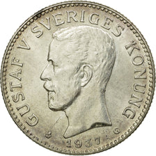 Coin, Sweden, Gustaf V, 2 Kronor, 1937, AU(55-58), Silver, KM:787