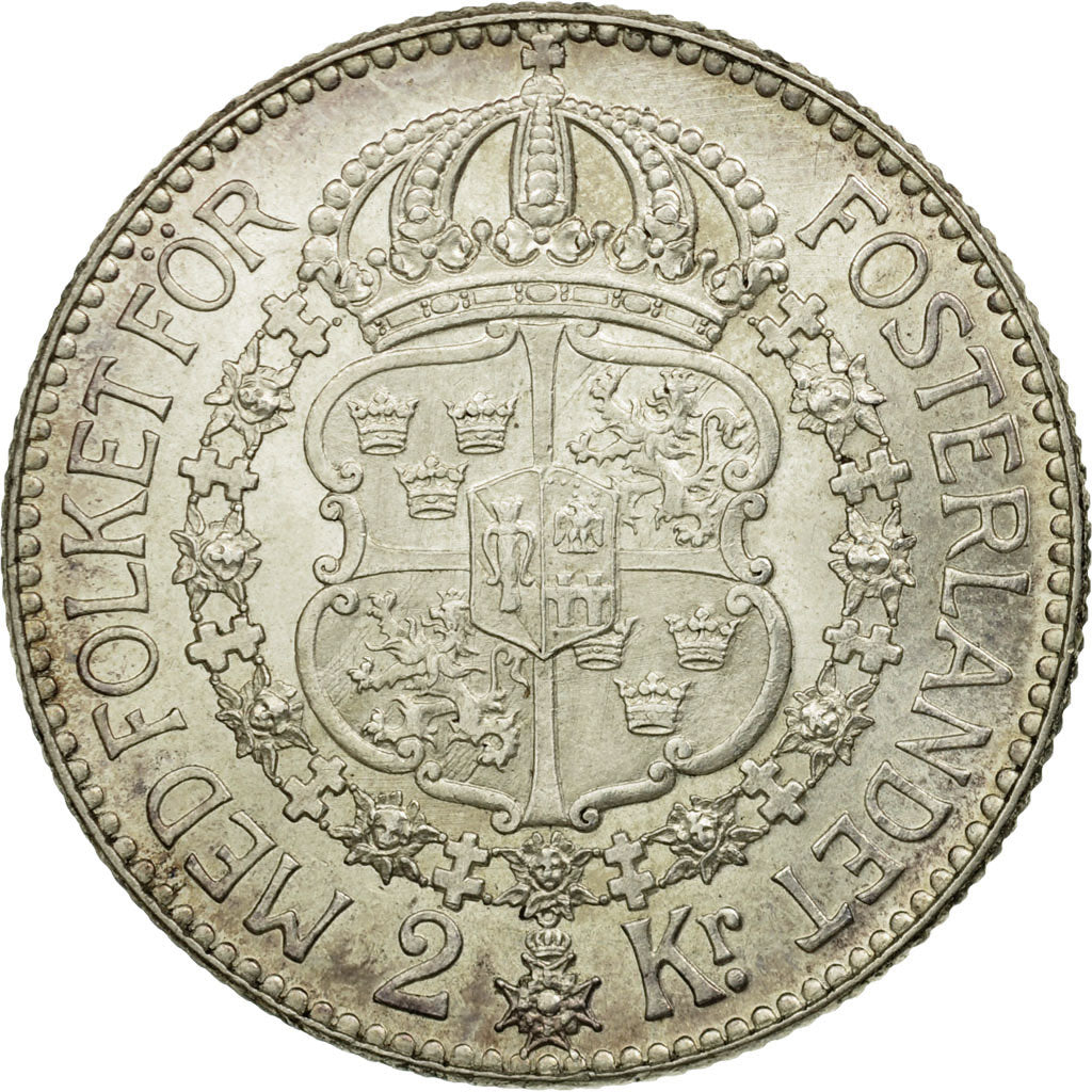 Coin, Sweden, Gustaf V, 2 Kronor, 1937, AU(55-58), Silver, KM:787