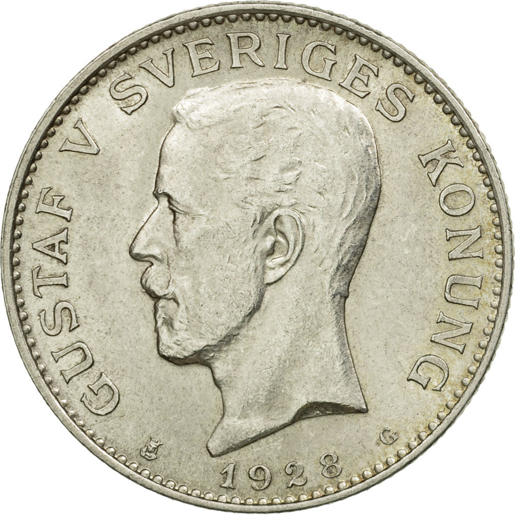 Coin, Sweden, Gustaf V, Krona, 1928, AU(55-58), Silver, KM:786.2