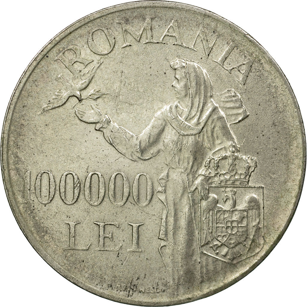 Monnaie, Roumanie, Mihai I, 100000 Lei, 1946, TTB+, Argent, KM:71