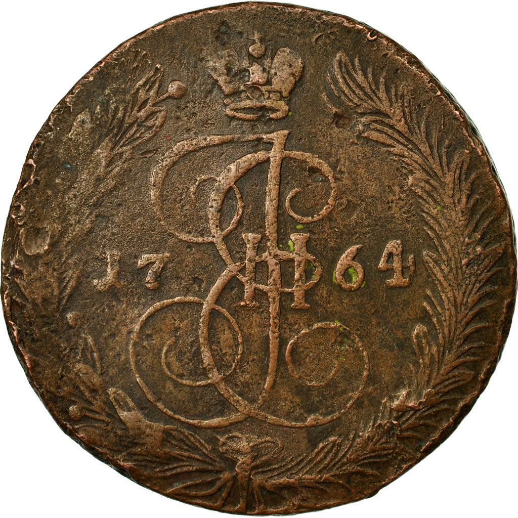Coin, Russia, Catherine II, 5 Kopeks,1764,Ekaterinbourg,VF(30-35),Copper,KM 59.3