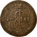 Coin, Russia, Catherine II, 5 Kopeks,1764,Ekaterinbourg,VF(30-35),Copper,KM 59.3