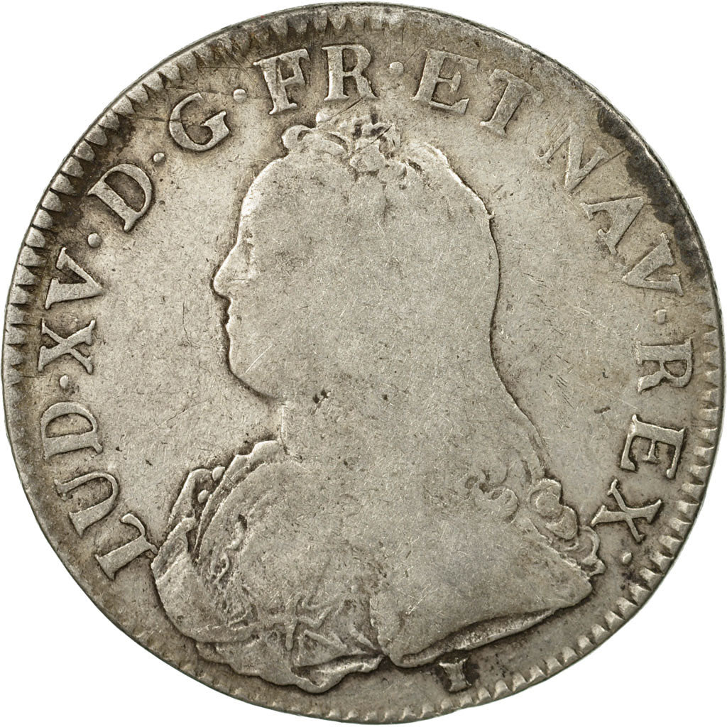 Moneda, Francia, Louis XV, Écu aux branches d'olivier, 1726,Rennes,BC+,KM 486.26