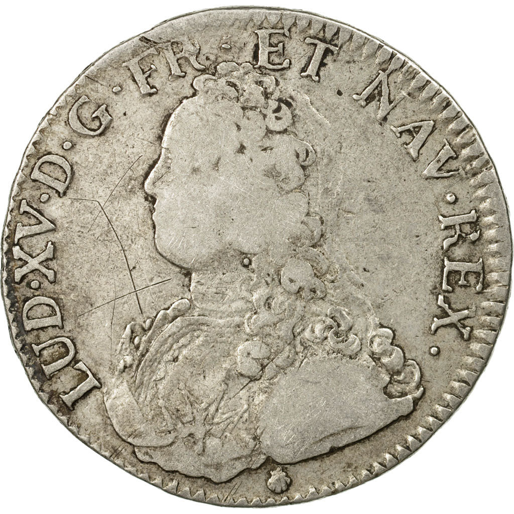 Monnaie, France,Louis XV,Écu aux branches d'olivier,1738, Perpignan,TB,KM 486.17