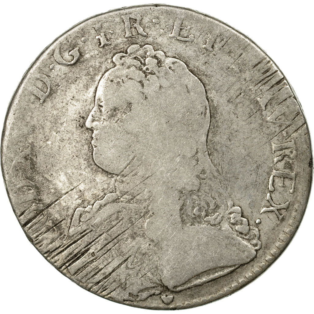 Moneda, Francia, Louis XV, Écu aux branches d'olivier,1732, Aix, BC,KM 487.27