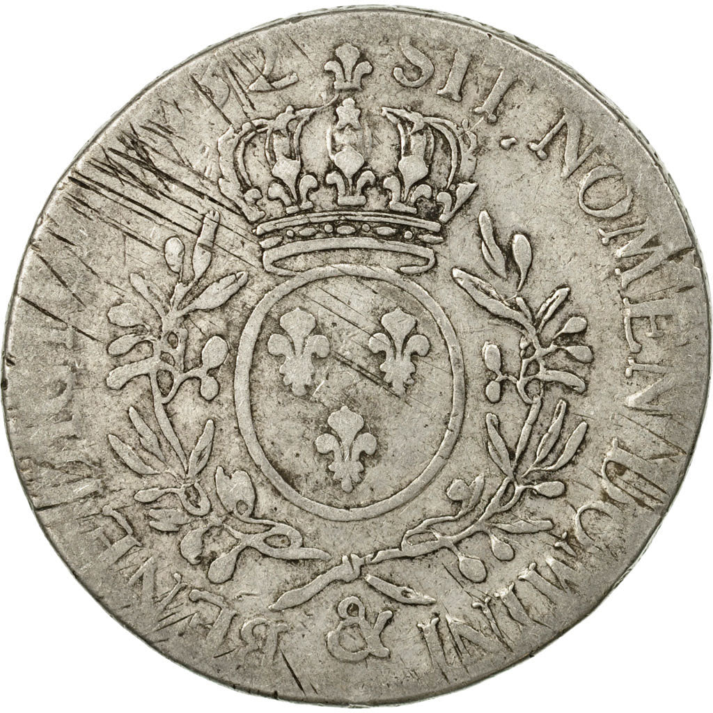 Moneda, Francia, Louis XV, Écu aux branches d'olivier,1732, Aix, BC,KM 487.27