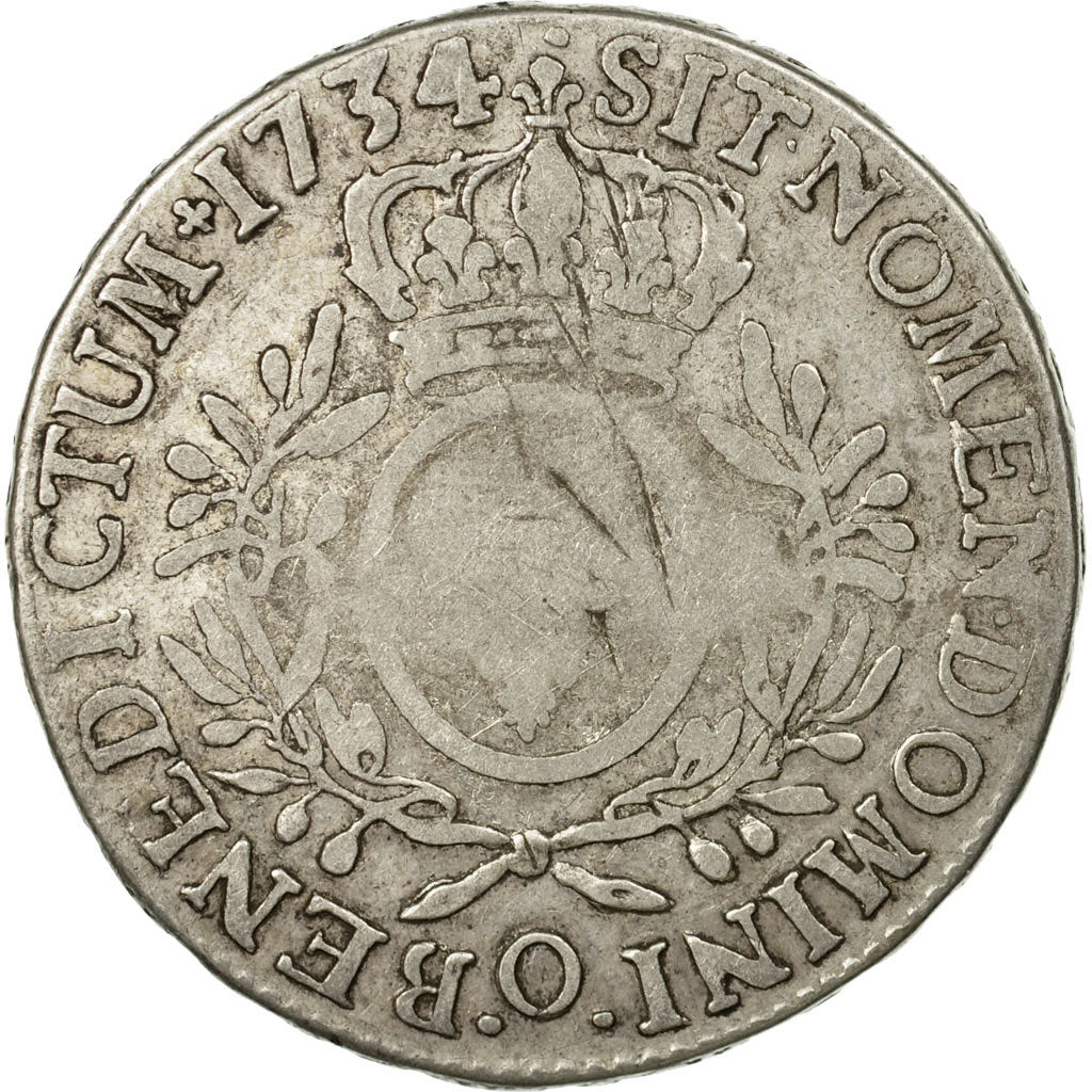 Moneta, Francja, Louis XV, Écu aux branches d'olivier, Ecu, 1734, Riom