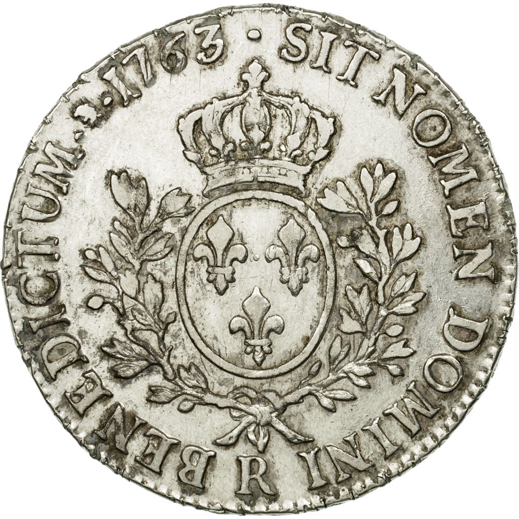 Coin, France, Louis XV, Ecu au bandeau,1763, Orléans, VF(30-35),Silver,KM:523.18