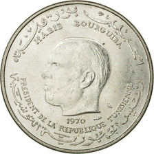 Coin, Tunisia, Dinar, 1970, Paris, MS(60-62), Silver, KM:302