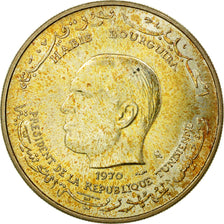 Coin, Tunisia, Dinar, 1970, Paris, MS(60-62), Silver, KM:302
