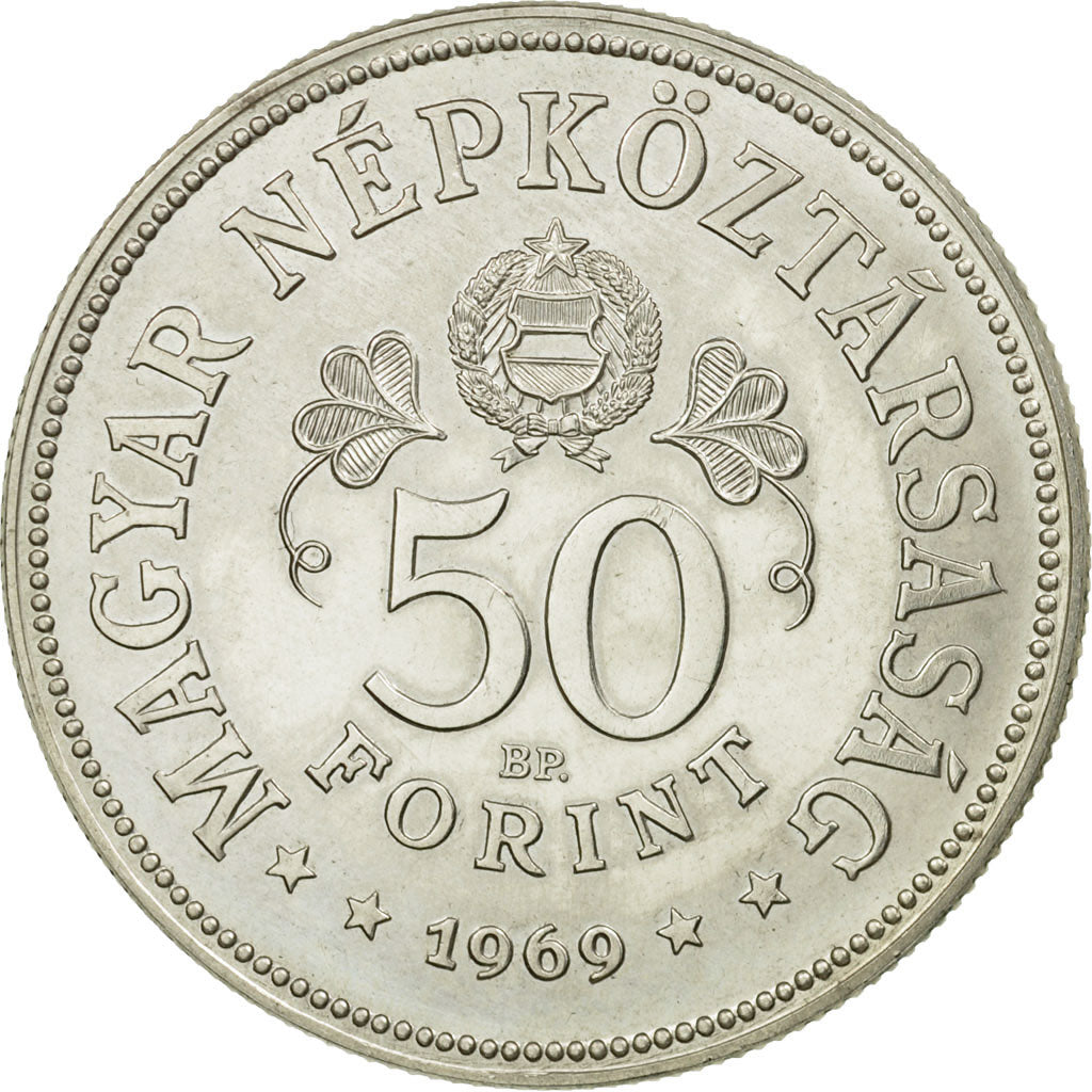 Coin, Hungary, 50 Forint, Otven, 1969, MS(60-62), Silver, KM:589
