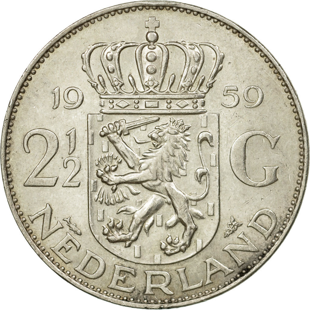 Monnaie, Pays-Bas, Juliana, 2-1/2 Gulden, 1959, SUP, Argent, KM:185