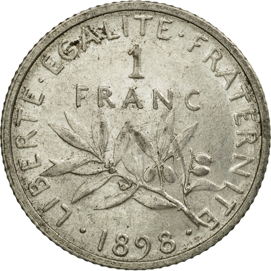 Coin, France, Semeuse, Franc, 1898, Paris, AU(55-58), Silver, KM:844.1