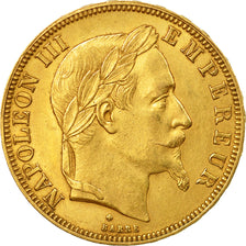 Coin, France, Napoleon III, 50 Francs, 1867, Strasbourg,AU(50-53),Gold,KM 804.2