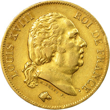 Monnaie, France, Louis XVIII, 40 Francs, 1818, Lille, TTB, Or, KM 713.6,Gad 1092